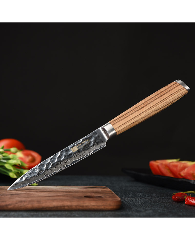 Forged Hammer Pattern Craft Zebra Wood Handle Knife Forged Hammer Pattern Craft Zebra Wood Handle Knife