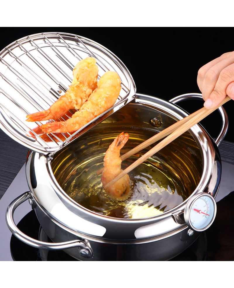 Stainless Steel Kitchen Tempura Fryer Pan
